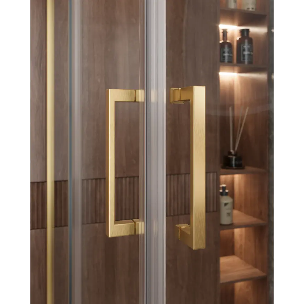 Фото 2 Душевой уголок Cezares Molveno прямоугольник 120x110см золотистый профиль эффект стекла прозрачный Фото 2 Душевой уголок Cezares Molveno прямоугольник 120x110см золотистый профиль эффект стекла прозрачный