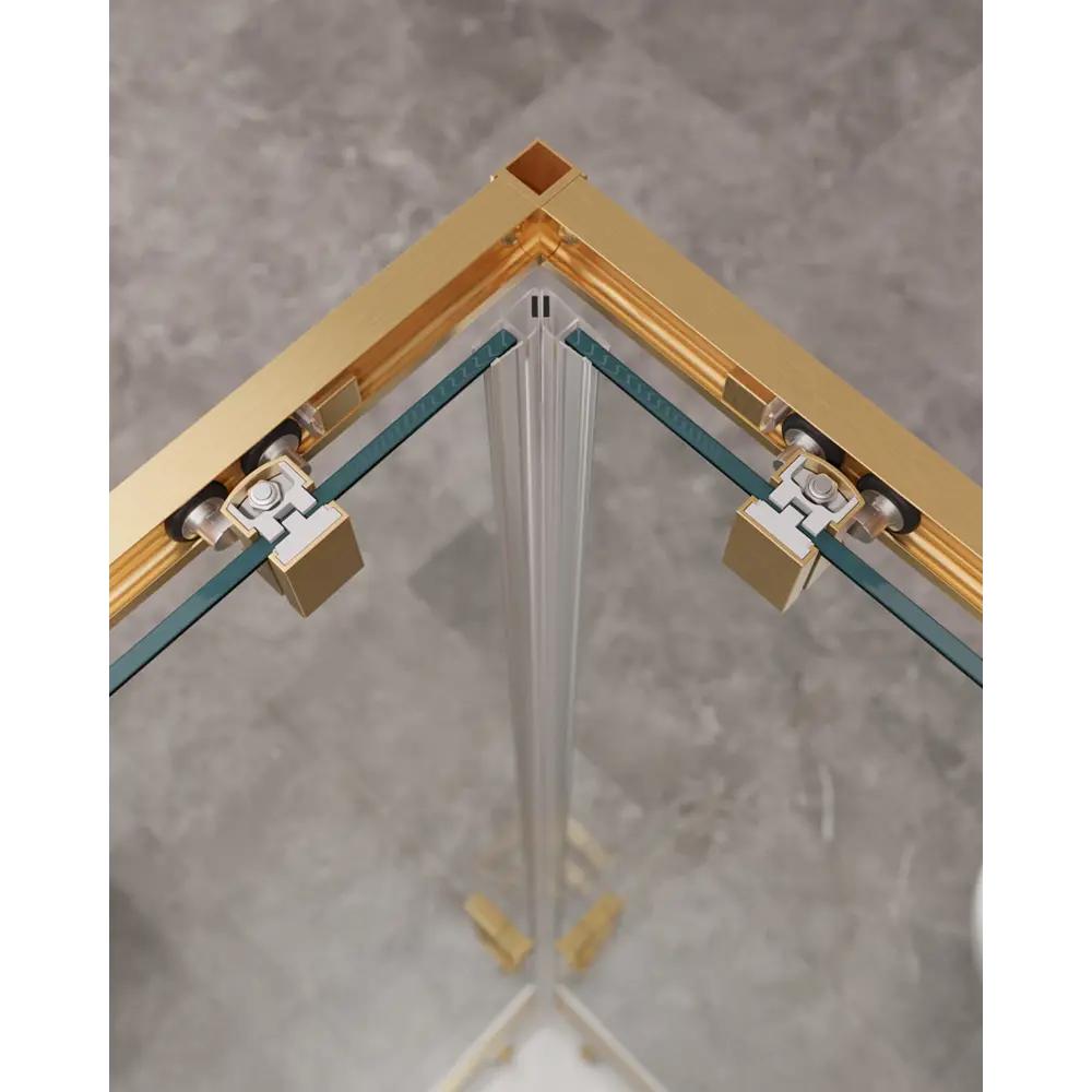 Фото 3 Душевой уголок Cezares Molveno прямоугольник 120x110см золотистый профиль эффект стекла прозрачный Фото 3 Душевой уголок Cezares Molveno прямоугольник 120x110см золотистый профиль эффект стекла прозрачный