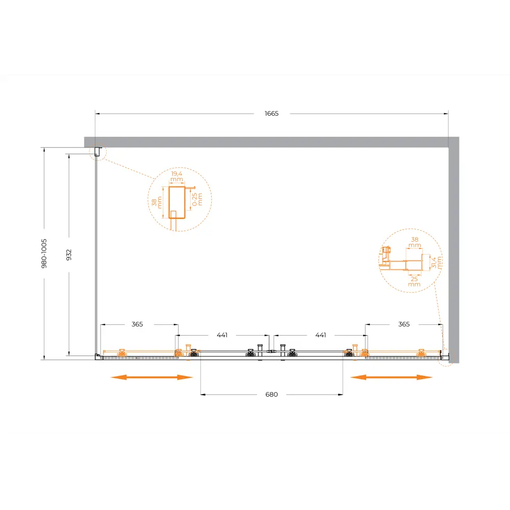 Фото 5 Душевой уголок Cezares Molveno прямоугольник 170x100см серебристый блеск профиль эффект стекла прозрачный