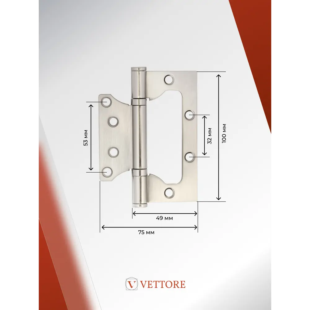 Фото 4 Дверная ручка Vettore R06.031 в комплекте с защелкой Vettore C-03B Kevlar и петлями Vettore FLUSH 100x75x2.5 mm SN сатин/хром