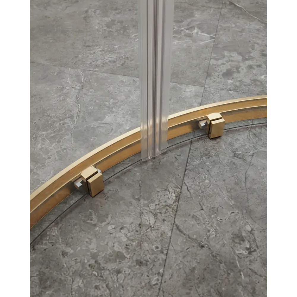 Фото 4 Душевой уголок Cezares Molveno полукруг 110x110см золотистый профиль эффект стекла прозрачный MOLVENO-R-22-90+20-C-BORO-IV