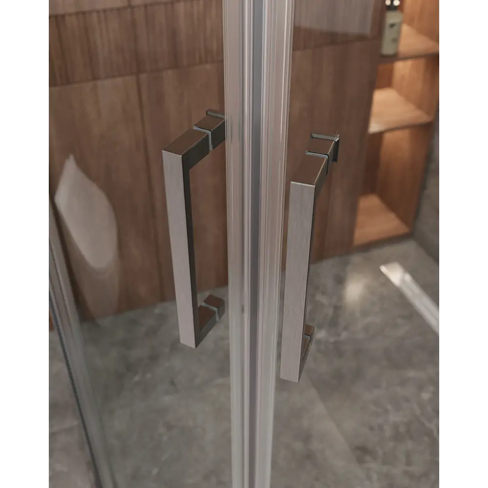 Фото 2 Душевой уголок Cezares Molveno полукруг 110x110см никелированный профиль эффект стекла прозрачный MOLVENO-R-22-90+20-C-GM-IV