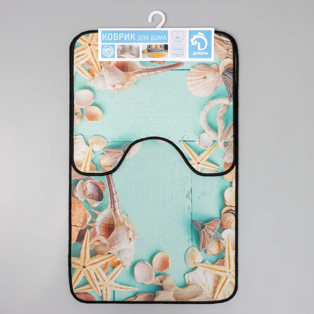 Фото 11 Набор ковриков для ванной комнаты Доляна 1740424 75x45 цвет разноцветный