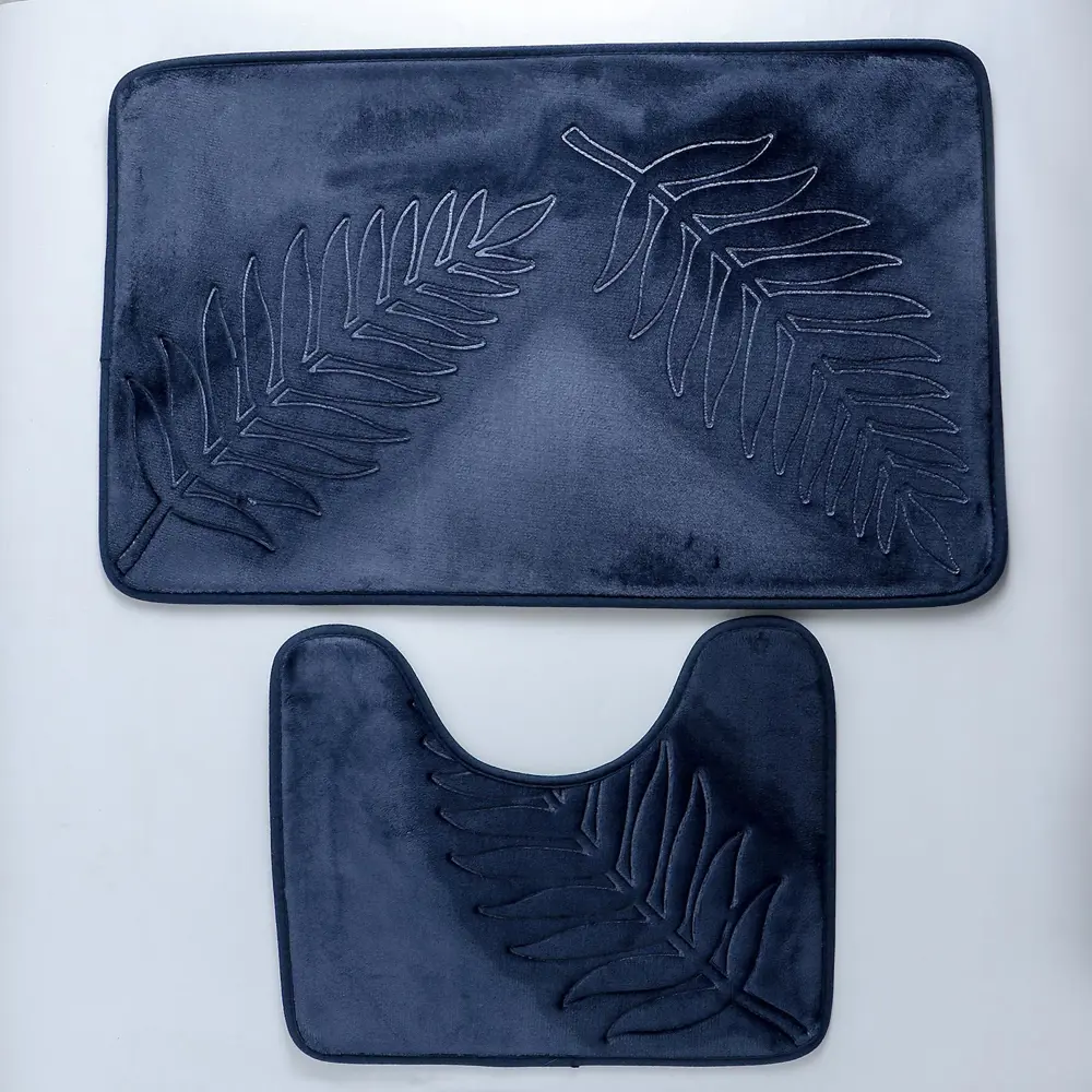 Фото Набор ковриков для ванной комнаты Доляна 4568695 80х50 цвет синий Фото Набор ковриков для ванной комнаты Доляна 4568695 80х50 цвет синий