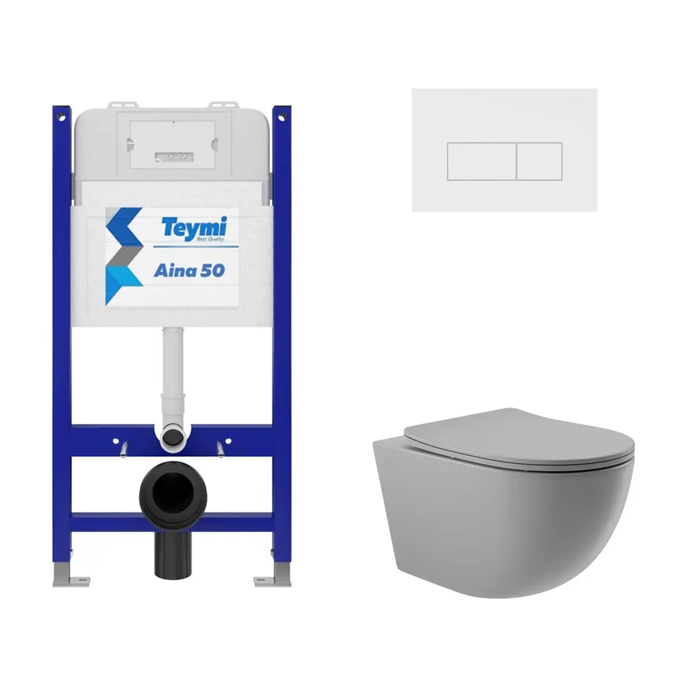 Фото 4 Инсталляция Teymi Aina 50 T70033 с клавишей Helmi белый матовый T70018WM и унитаз подвесной безободковый ADT 52.5x36 микролифт серый матовый, овал Фото 4 Инсталляция Teymi Aina 50 T70033 с клавишей Helmi белый матовый T70018WM и унитаз подвесной безободковый ADT 52.5x36 микролифт серый матовый, овал