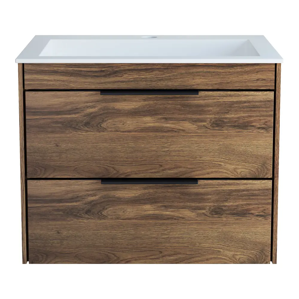 Фото 2 Тумба с раковиной из искусственного камня Vincea Chiara 2D C.Oak White 60см цвет коричневый