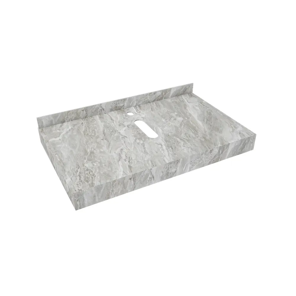 Фото 8 Столешница в ванную Teymi F15373 80x50см Керамогранит цвет серый/серебристый