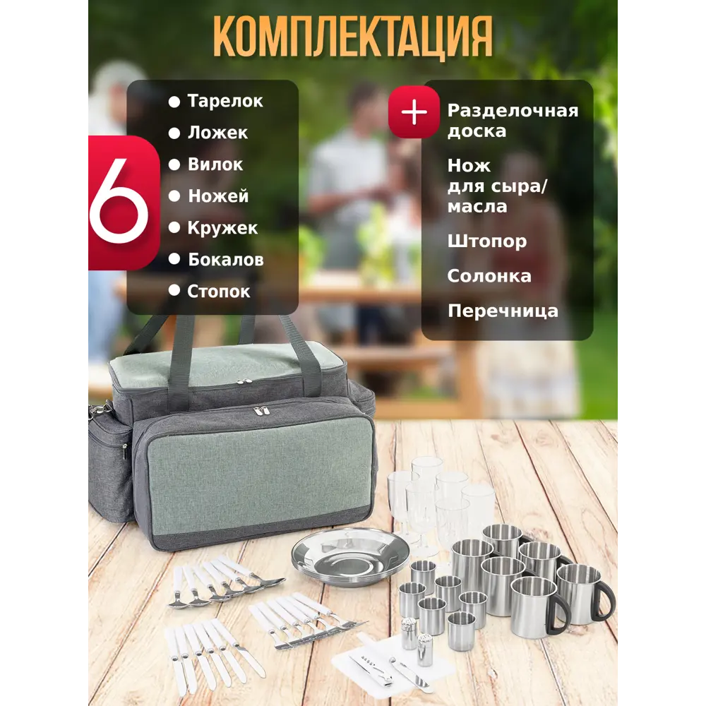 Фото 6 Набор для пикника Green Glade Т3612 24л / 47 предметов Фото 6 Набор для пикника Green Glade Т3612 24л / 47 предметов