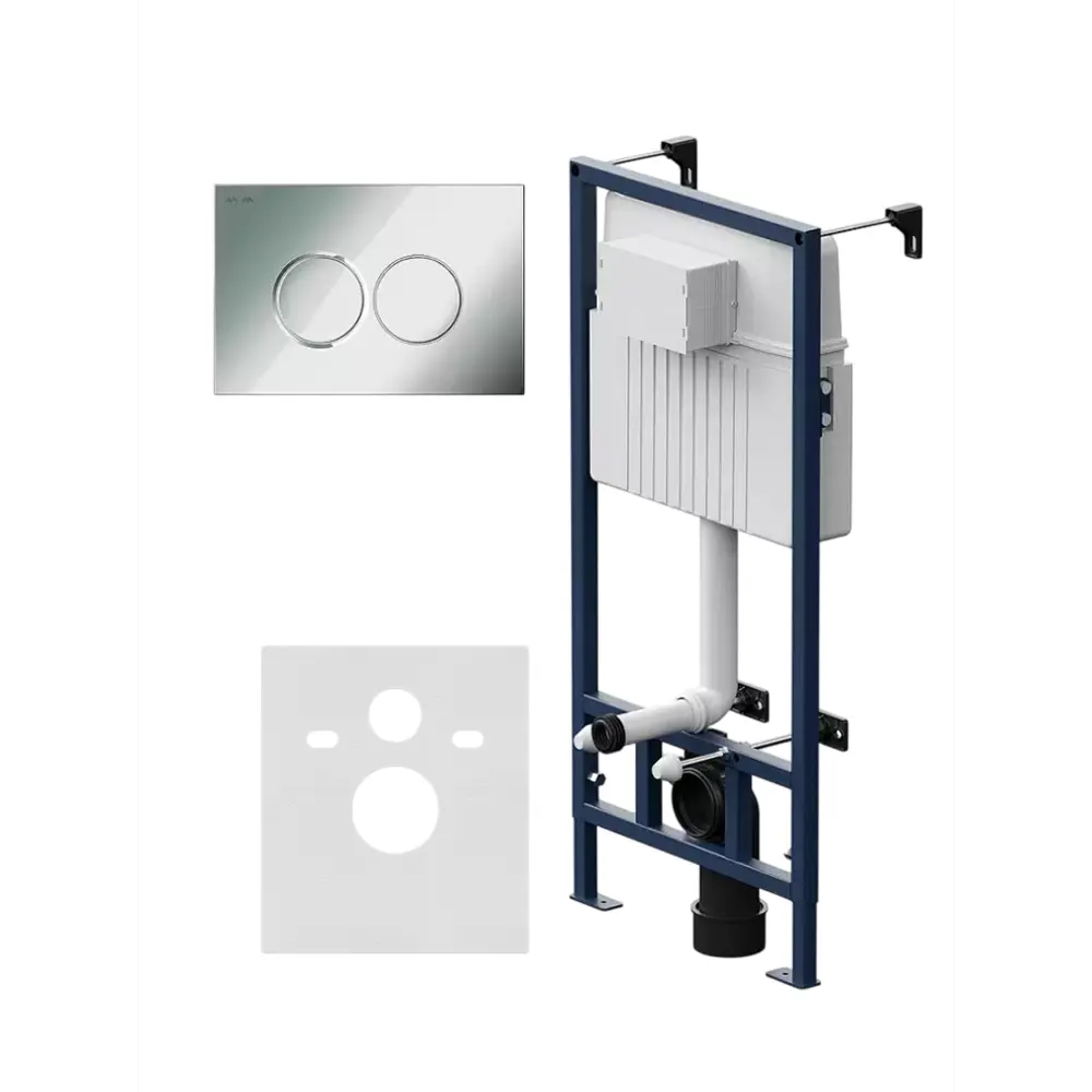 Фото 6 Инсталляция AM.PM Jump 4 в 1: инсталляция для унитаза, механическая кнопка Jump L глянцевый хром, шумоизоляция, крепления Фото 6 Инсталляция AM.PM Jump 4 в 1: инсталляция для унитаза, механическая кнопка Jump L глянцевый хром, шумоизоляция, крепления