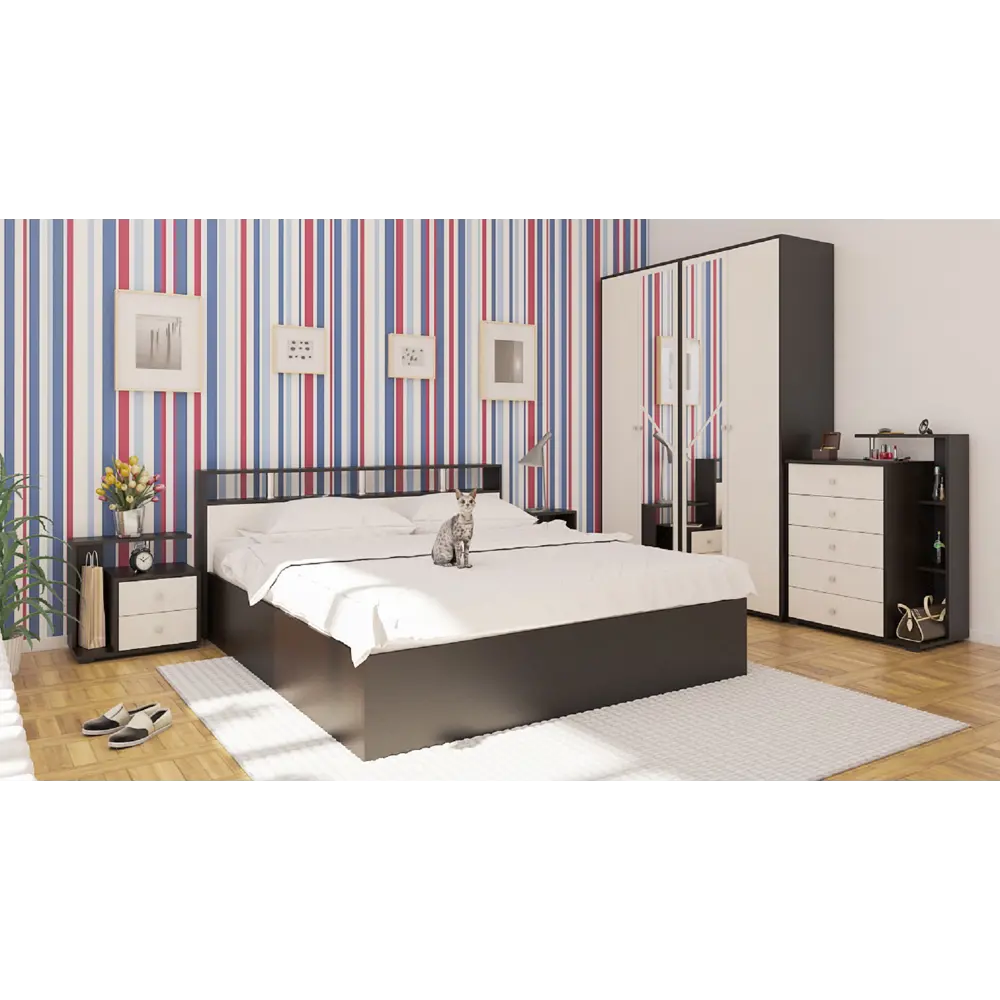 Фото 5 Кровать Свк Камелия 200x180 см цвет венге/дуб лоредо 1020965K Фото 5 Кровать Свк Камелия 200x180 см цвет венге/дуб лоредо 1020965K