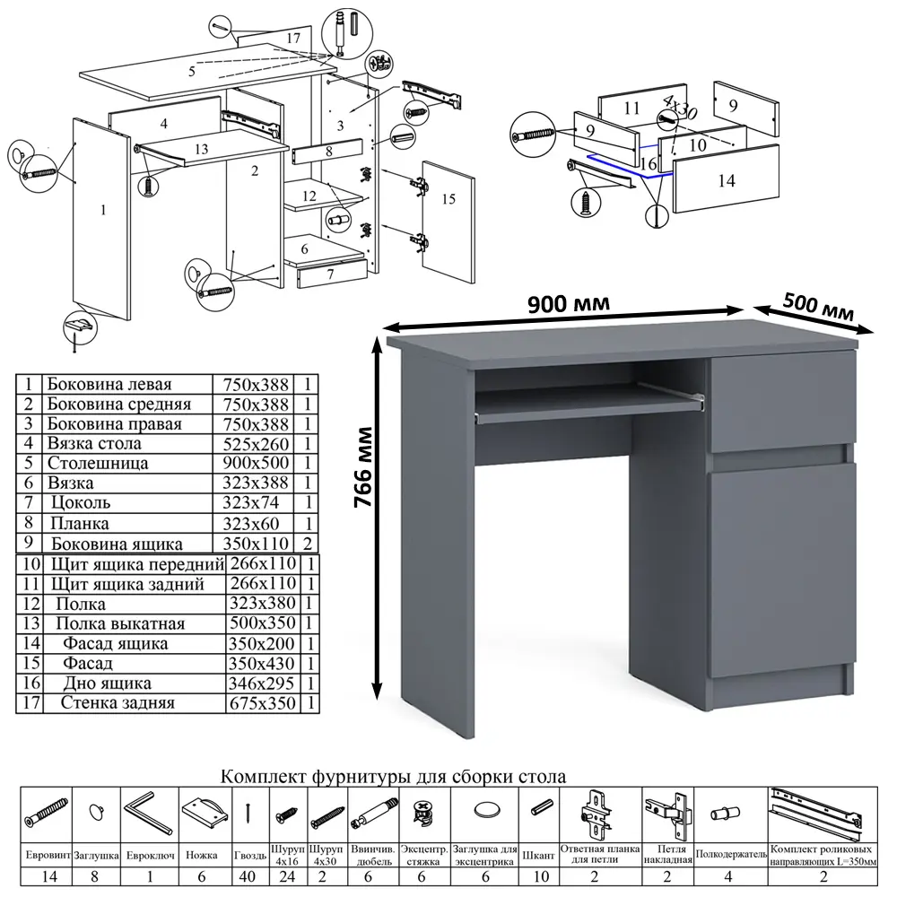 Фото 11 Офисный стол с полкой Свк Мори МС-1 правый с тумбой 210x77x50 см ЛДСП цвет графит 1026696K Фото 11 Офисный стол с полкой Свк Мори МС-1 правый с тумбой 210x77x50 см ЛДСП цвет графит 1026696K