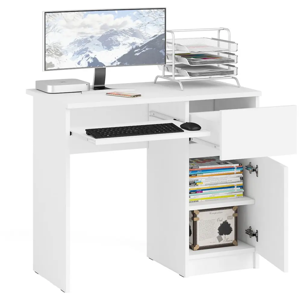 Фото 2 Офисный стол с полкой Свк Мори МС-1 правый 90x77x50 см ЛДСП цвет белый 1025956K Фото 2 Офисный стол с полкой Свк Мори МС-1 правый 90x77x50 см ЛДСП цвет белый 1025956K