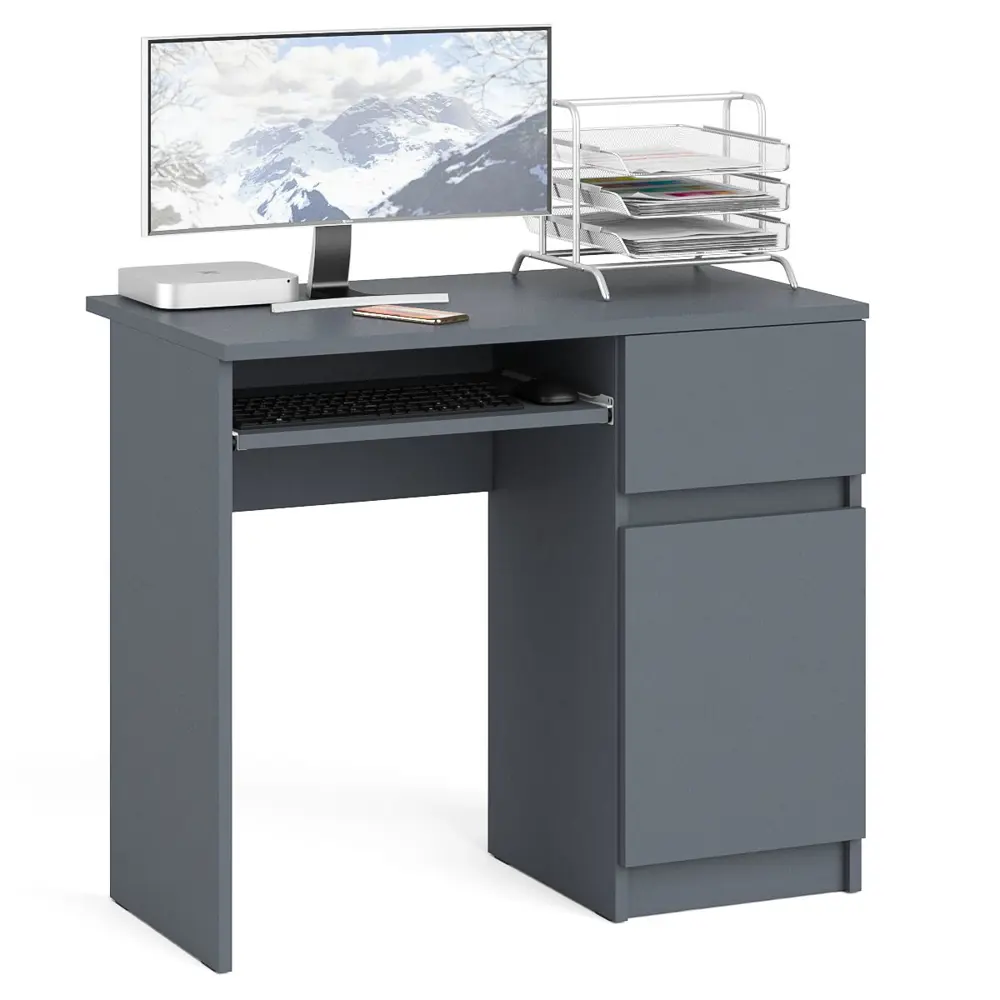 Фото Офисный стол с полкой Свк Мори МС-1 правый 90x77x50 см ЛДСП цвет графит 1025959K Фото Офисный стол с полкой Свк Мори МС-1 правый 90x77x50 см ЛДСП цвет графит 1025959K