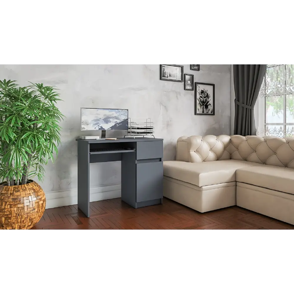 Фото 9 Офисный стол с полкой Свк Мори МС-1 правый 90x77x50 см ЛДСП цвет графит 1025959K Фото 9 Офисный стол с полкой Свк Мори МС-1 правый 90x77x50 см ЛДСП цвет графит 1025959K