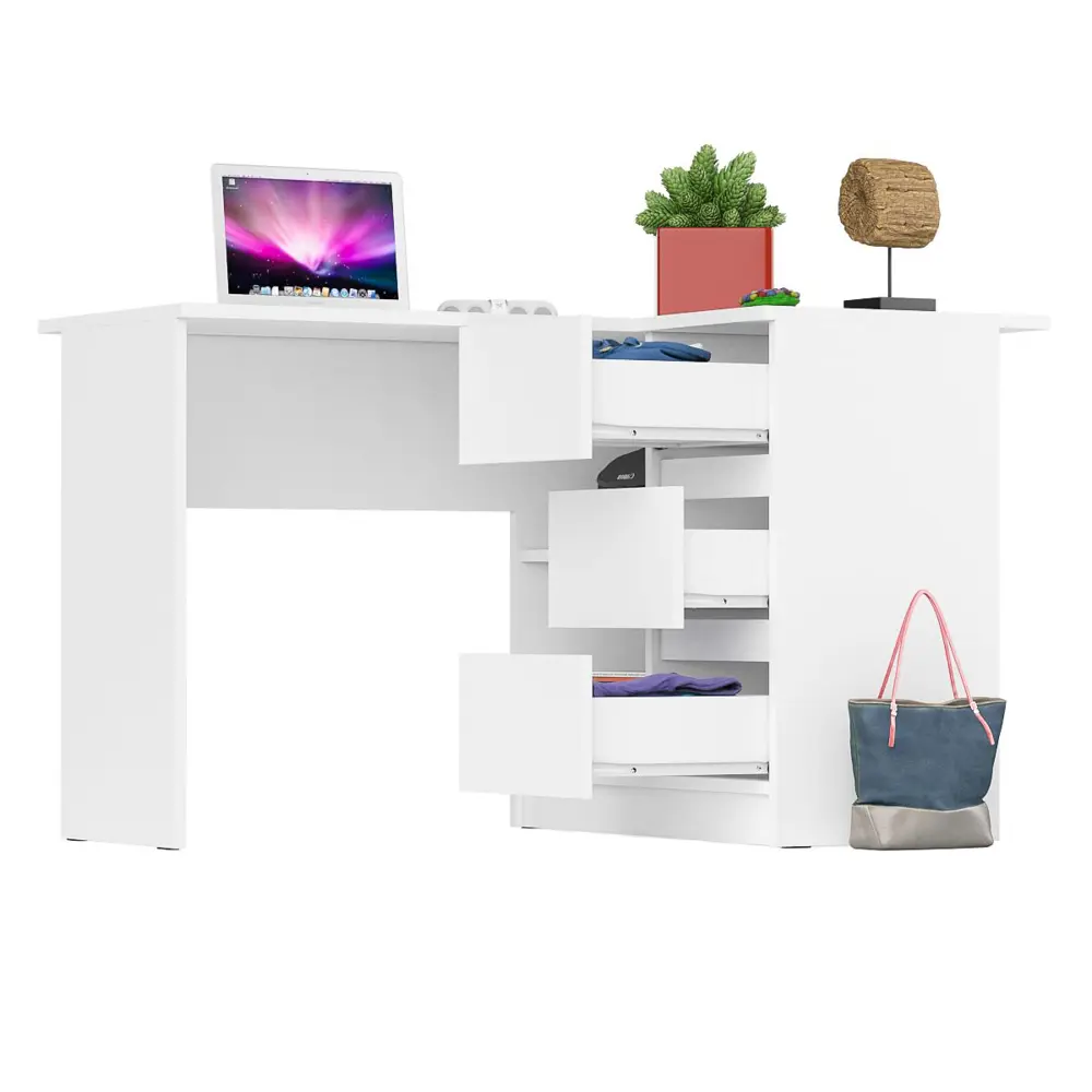 Фото 5 Офисный стол с полкой Свк Мори МС-16 правый 124x77x85 см ЛДСП цвет белый 1025933K