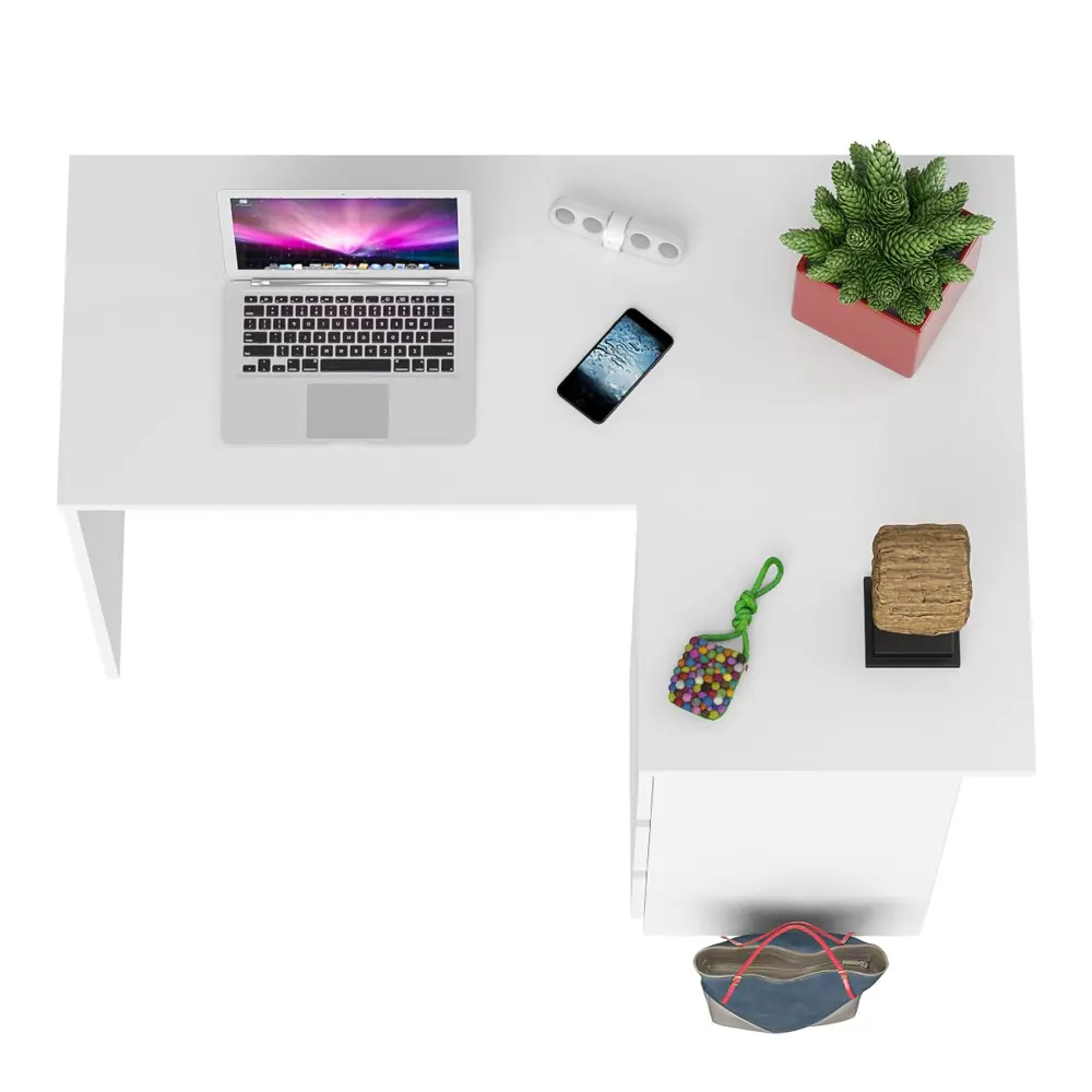 Фото 4 Офисный стол с полкой Свк Мори МС-16 правый 124x77x85 см ЛДСП цвет белый 1025933K