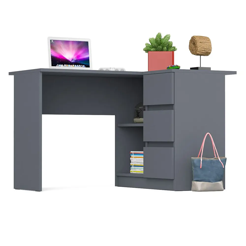 Фото 6 Офисный стол с полкой Свк Мори МС-16 правый 124x77x85 см ЛДСП цвет графит 1025936K