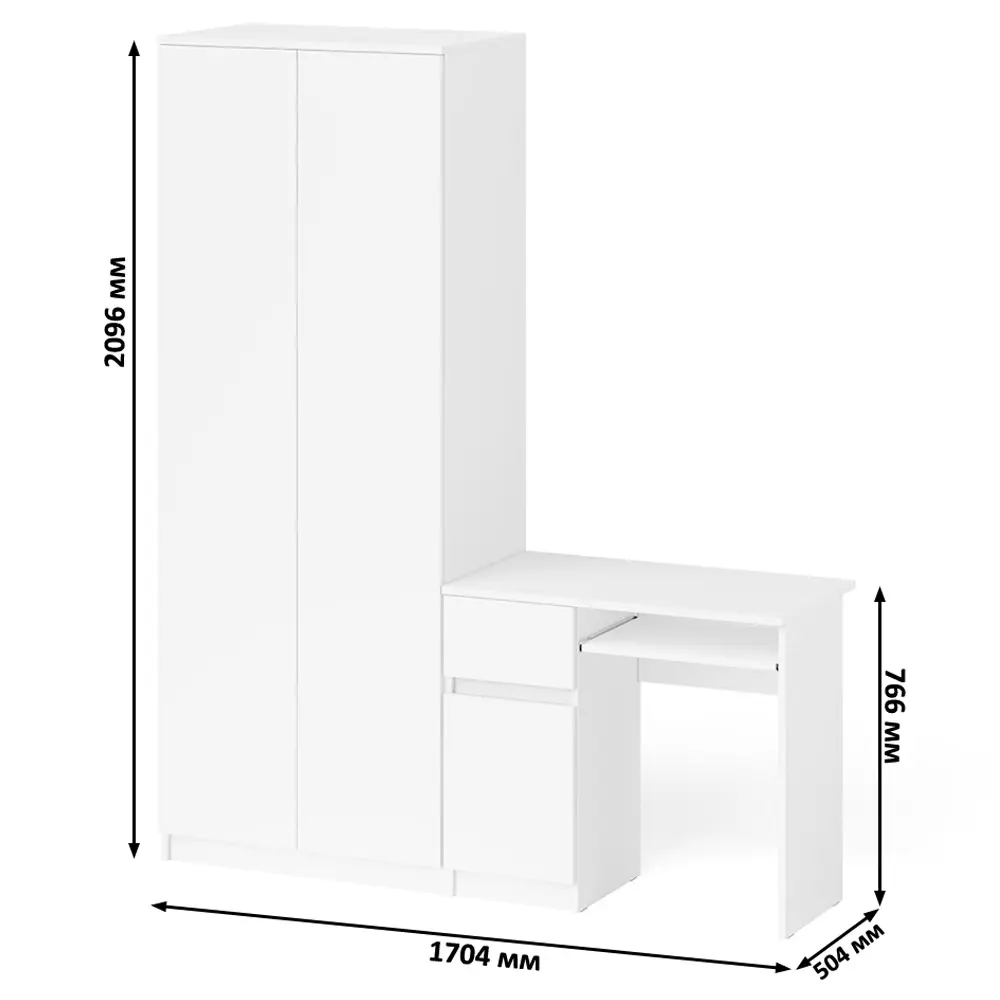 Фото 9 Офисный стол с полкой Свк Мори 170x210x50 см ЛДСП цвет белый Фото 9 Офисный стол с полкой Свк Мори 170x210x50 см ЛДСП цвет белый