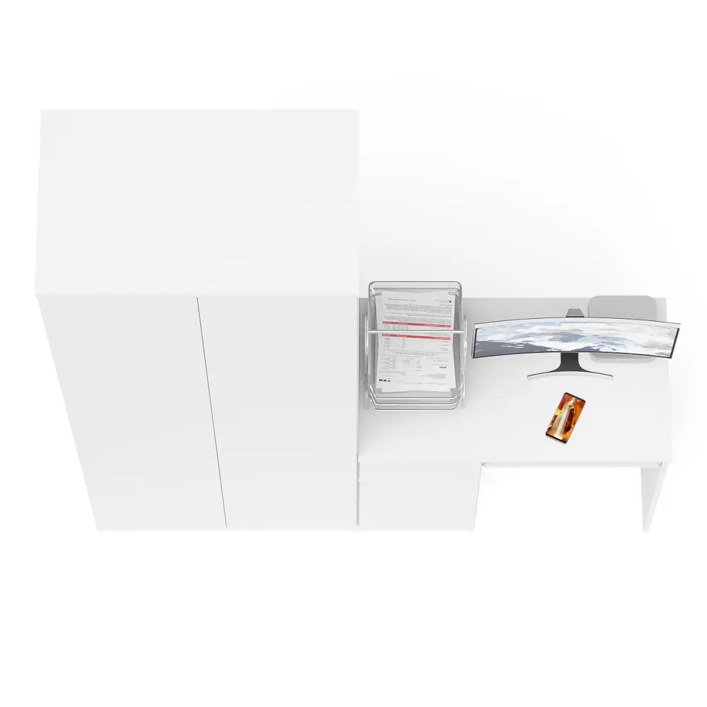 Фото 5 Офисный стол с полкой Свк Мори 170x210x50 см ЛДСП цвет белый Фото 5 Офисный стол с полкой Свк Мори 170x210x50 см ЛДСП цвет белый