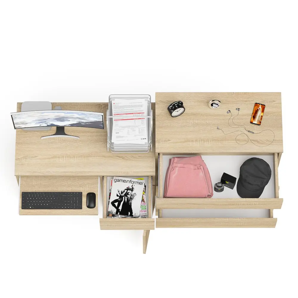 Фото 6 Офисный стол с полкой Свк Мори 170x94x50 см ЛДСП цвет дуб сонома Фото 6 Офисный стол с полкой Свк Мори 170x94x50 см ЛДСП цвет дуб сонома