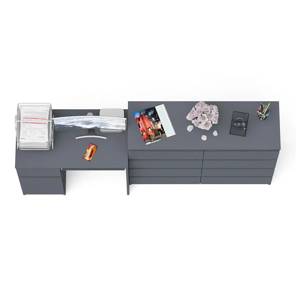 Фото 8 Комод с полкой Свк Мори 210x94x50 см ЛДСП цвет графит 1026575K Фото 8 Комод с полкой Свк Мори 210x94x50 см ЛДСП цвет графит 1026575K