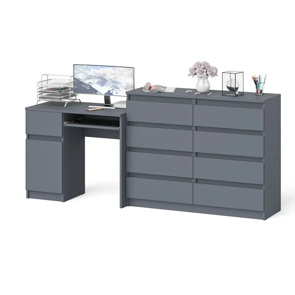 Фото 4 Комод с полкой Свк Мори 210x94x50 см ЛДСП цвет графит 1026575K Фото 4 Комод с полкой Свк Мори 210x94x50 см ЛДСП цвет графит 1026575K