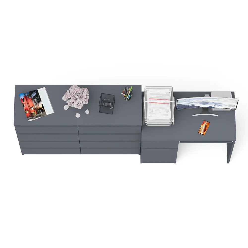 Фото 6 Комод с полкой Свк Мори 210x94x50 см ЛДСП цвет графит 1026575K Фото 6 Комод с полкой Свк Мори 210x94x50 см ЛДСП цвет графит 1026575K