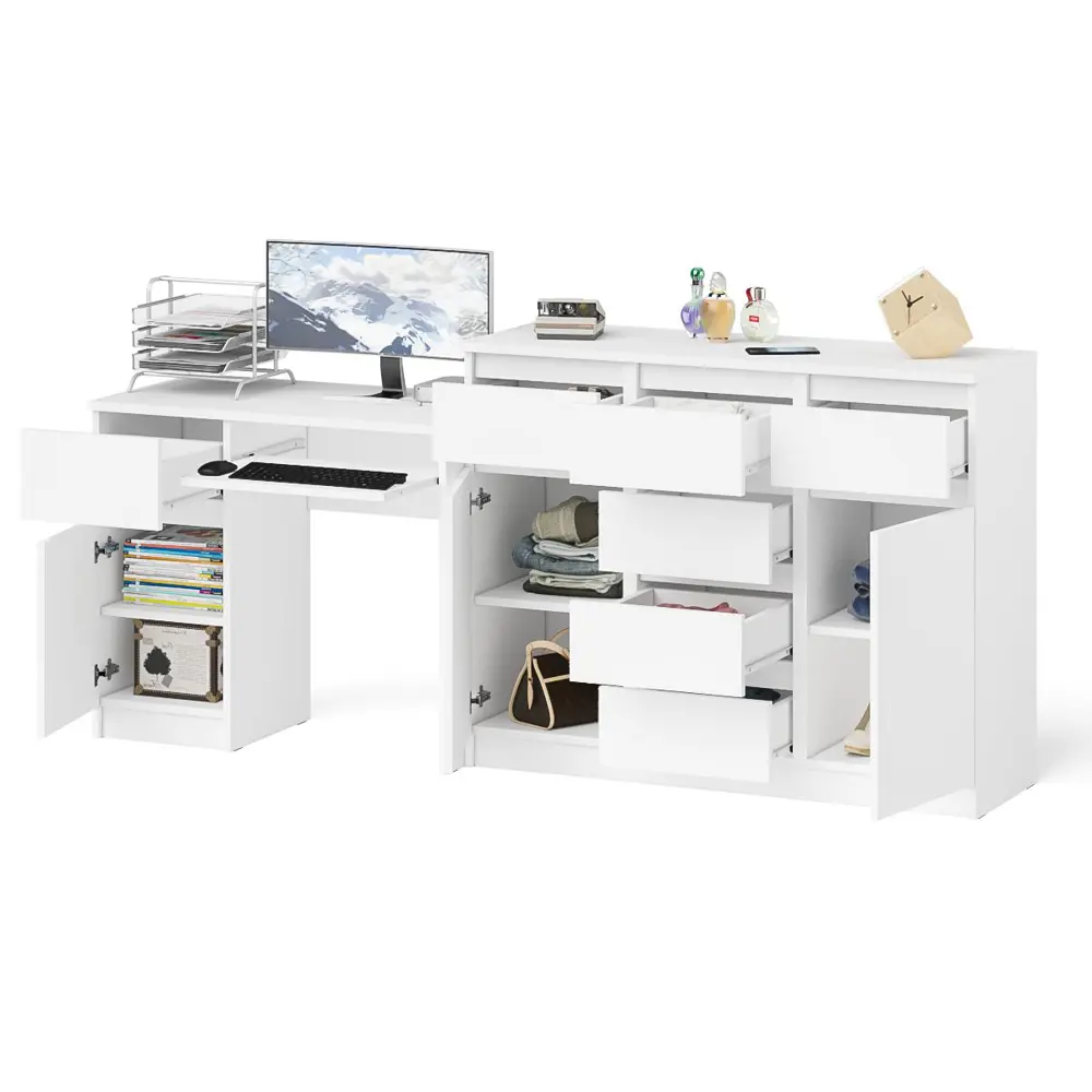 Фото 4 Комод-тумба с полкой Свк Мори 210x94x50 см ЛДСП цвет белый 1026527K Фото 4 Комод-тумба с полкой Свк Мори 210x94x50 см ЛДСП цвет белый 1026527K