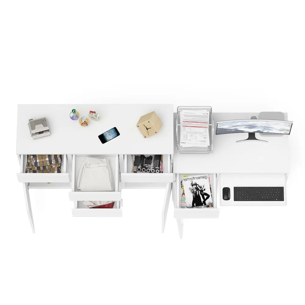 Фото 6 Комод-тумба с полкой Свк Мори 210x94x50 см ЛДСП цвет белый 1026527K Фото 6 Комод-тумба с полкой Свк Мори 210x94x50 см ЛДСП цвет белый 1026527K