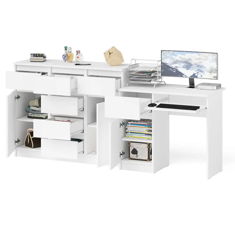 Фото 2 Комод-тумба с полкой Свк Мори 210x94x50 см ЛДСП цвет белый 1026527K Фото 2 Комод-тумба с полкой Свк Мори 210x94x50 см ЛДСП цвет белый 1026527K