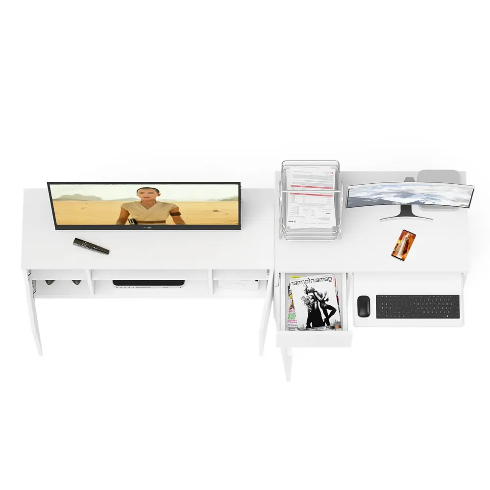 Фото 6 Офисный стол с полкой Свк Мори МС-1 левый 210x77x50 см ЛДСП цвет белый 1026727K Фото 6 Офисный стол с полкой Свк Мори МС-1 левый 210x77x50 см ЛДСП цвет белый 1026727K