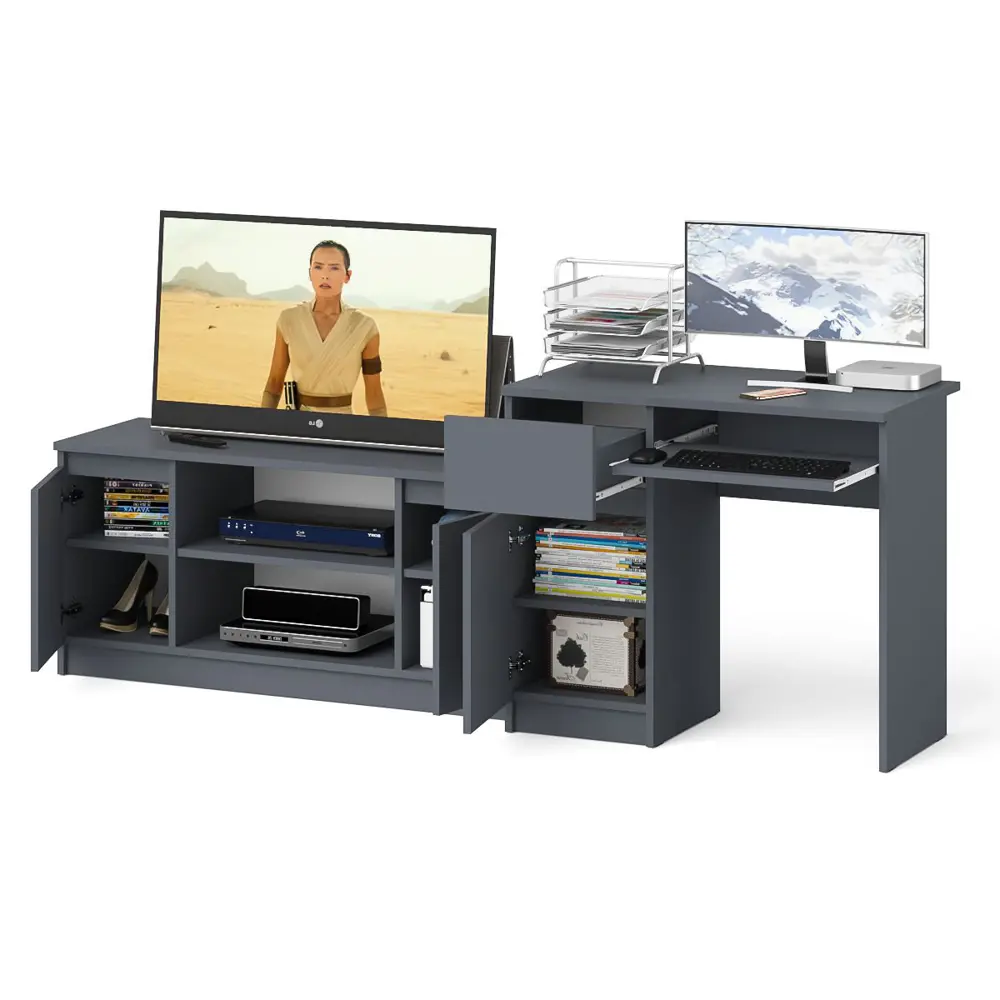 Фото 2 Офисный стол с полкой Свк Мори МС-1 левый 210x77x50 см ЛДСП цвет графит 1026735K Фото 2 Офисный стол с полкой Свк Мори МС-1 левый 210x77x50 см ЛДСП цвет графит 1026735K