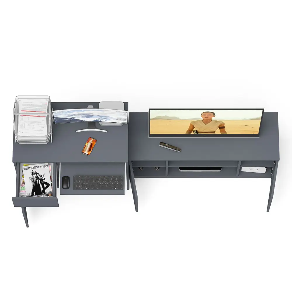 Фото 8 Офисный стол с полкой Свк Мори МС-1 левый 210x77x50 см ЛДСП цвет графит 1026735K Фото 8 Офисный стол с полкой Свк Мори МС-1 левый 210x77x50 см ЛДСП цвет графит 1026735K