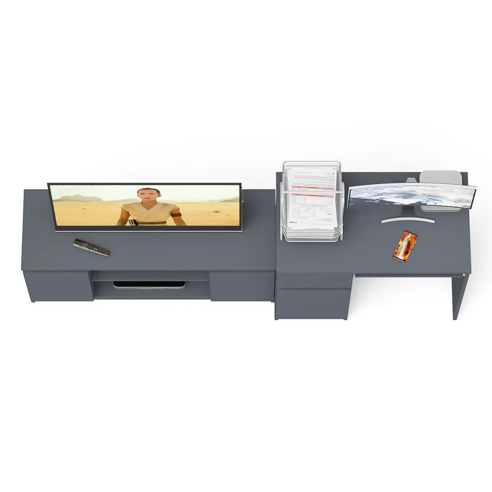 Фото 5 Офисный стол с полкой Свк Мори МС-1 левый 210x77x50 см ЛДСП цвет графит 1026735K Фото 5 Офисный стол с полкой Свк Мори МС-1 левый 210x77x50 см ЛДСП цвет графит 1026735K