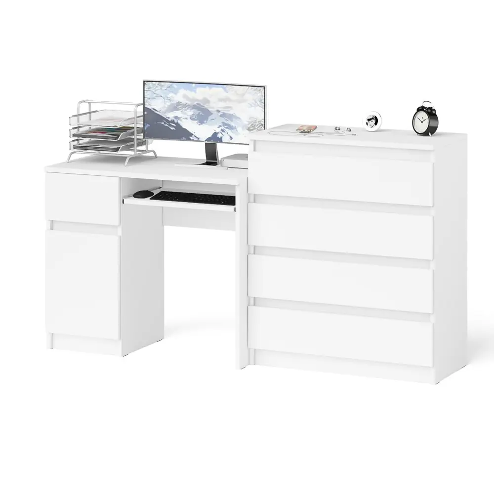 Фото 3 Офисный стол с полкой Свк Мори МС-1 левый 170x94x50 см ЛДСП цвет белый 1026487K Фото 3 Офисный стол с полкой Свк Мори МС-1 левый 170x94x50 см ЛДСП цвет белый 1026487K