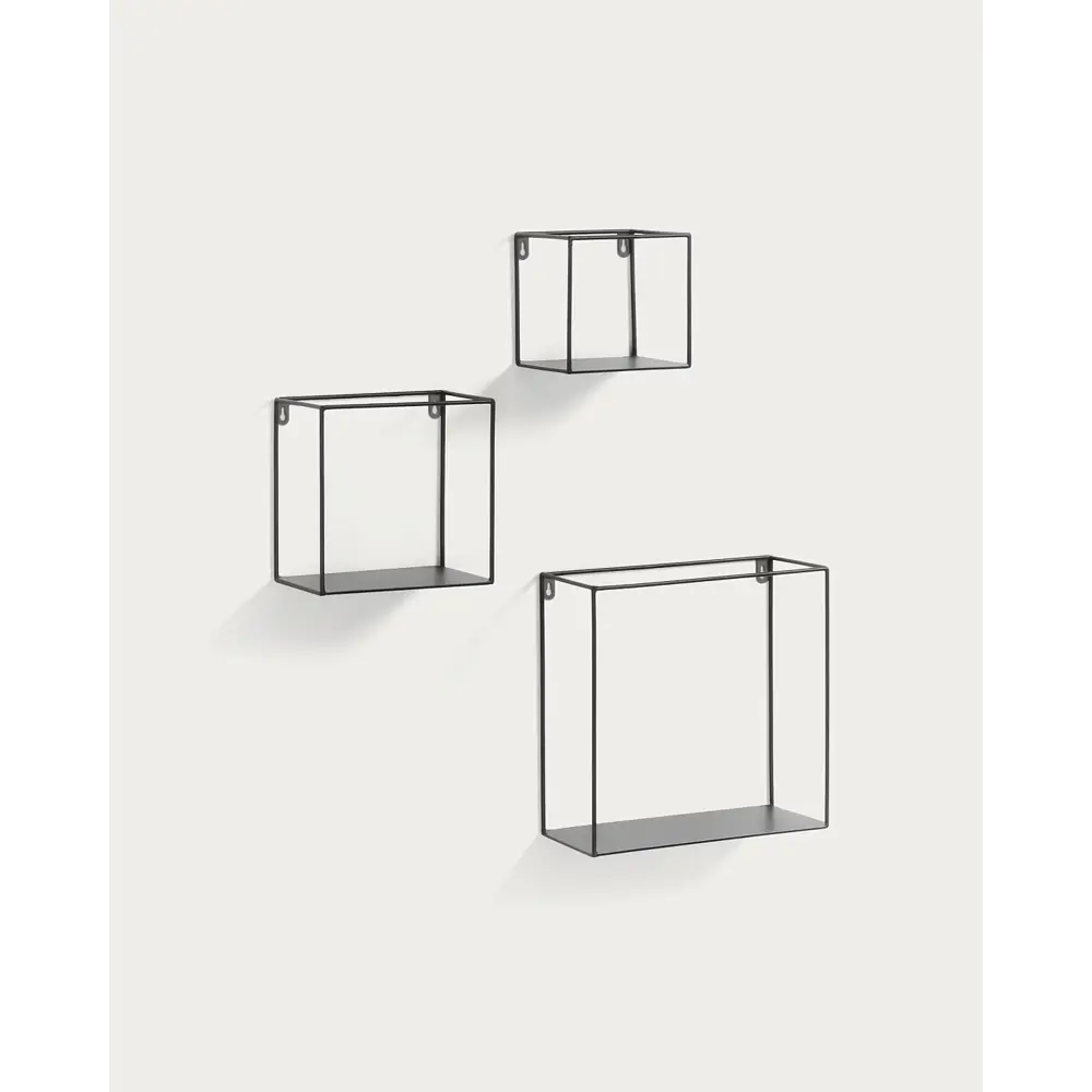 Фото Полка настенная La forma Neth 12x1.3 см металл цвет черный 3 шт. Фото Полка настенная La forma Neth 12x1.3 см металл цвет черный 3 шт.