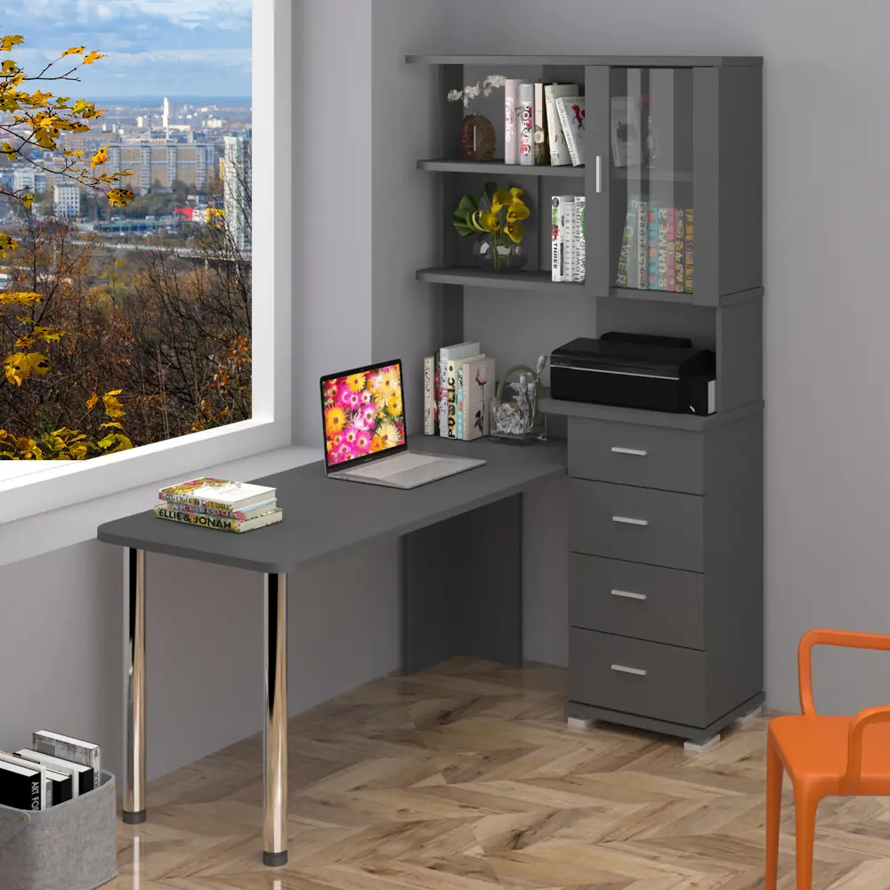 Фото Стол Мэрдэс Ср 110x193x170 см ЛДСП цвет графит СР-220/170 Г