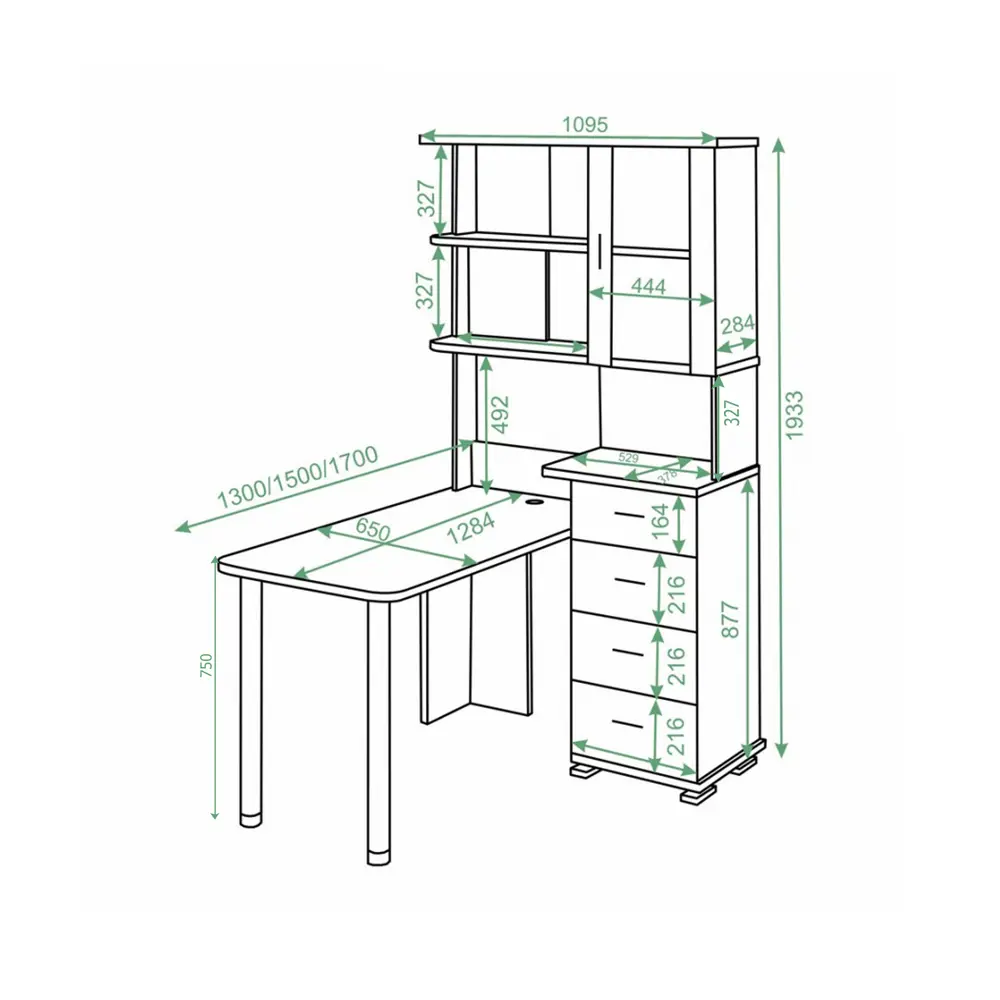 Фото 4 Стол Мэрдэс Ср 110x193x170 см ЛДСП цвет графит/дуб сонома СР-220/170 СГ