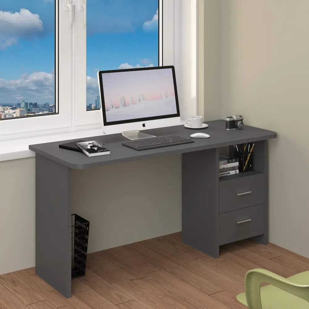 Фото 2 Стол Мэрдэс Скл-прям 150x77x60 см ЛДСП цвет графит СКЛ-Прям150Р Г Фото 2 Стол Мэрдэс Скл-прям 150x77x60 см ЛДСП цвет графит СКЛ-Прям150Р Г