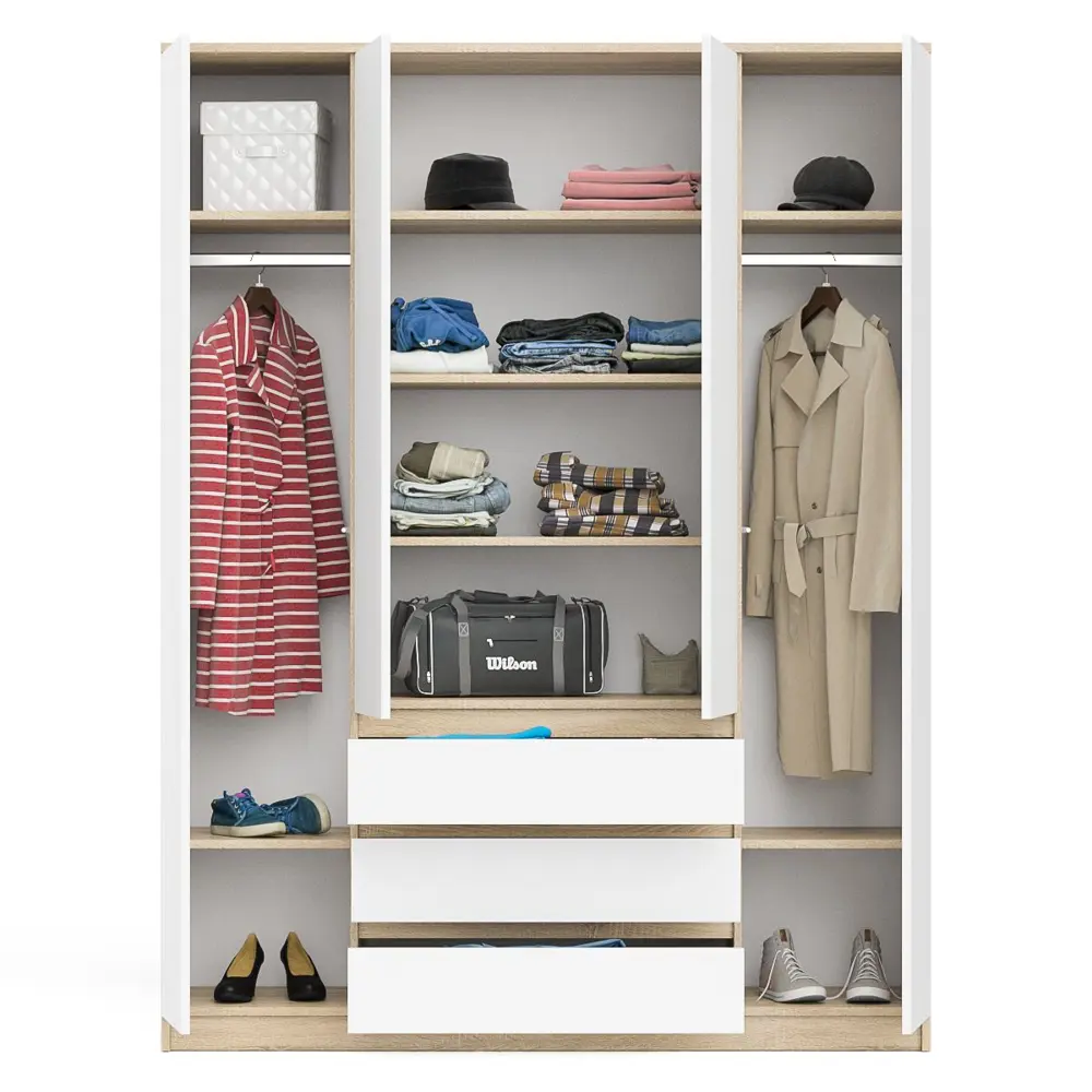 Фото 6 Шкаф распашной Свк Мори МШ1600.1. 160x210x50 см ЛДСП цвет белый/дуб сонома Фото 6 Шкаф распашной Свк Мори МШ1600.1. 160x210x50 см ЛДСП цвет белый/дуб сонома