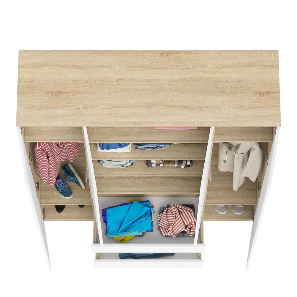 Фото 4 Шкаф распашной Свк Мори МШ1600.1. 160x210x50 см ЛДСП цвет белый/дуб сонома Фото 4 Шкаф распашной Свк Мори МШ1600.1. 160x210x50 см ЛДСП цвет белый/дуб сонома