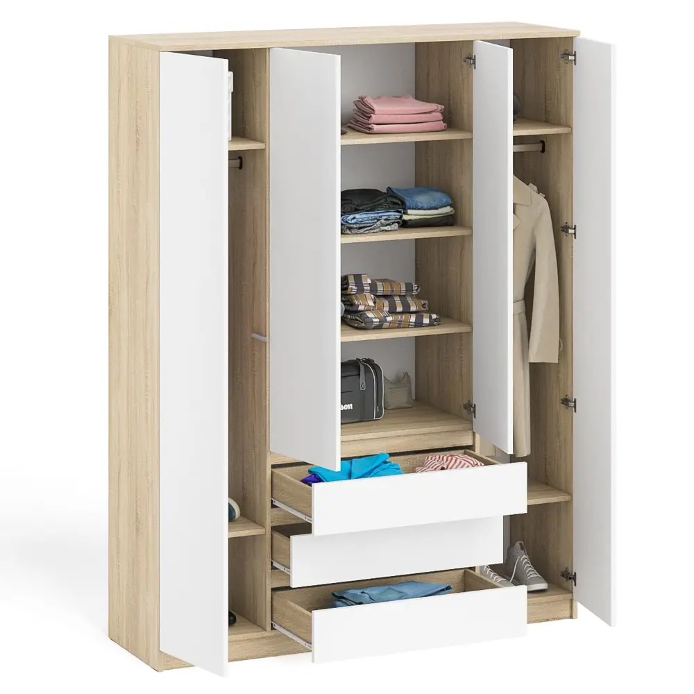 Фото 2 Шкаф распашной Свк Мори МШ1600.1. 160x210x50 см ЛДСП цвет белый/дуб сонома Фото 2 Шкаф распашной Свк Мори МШ1600.1. 160x210x50 см ЛДСП цвет белый/дуб сонома