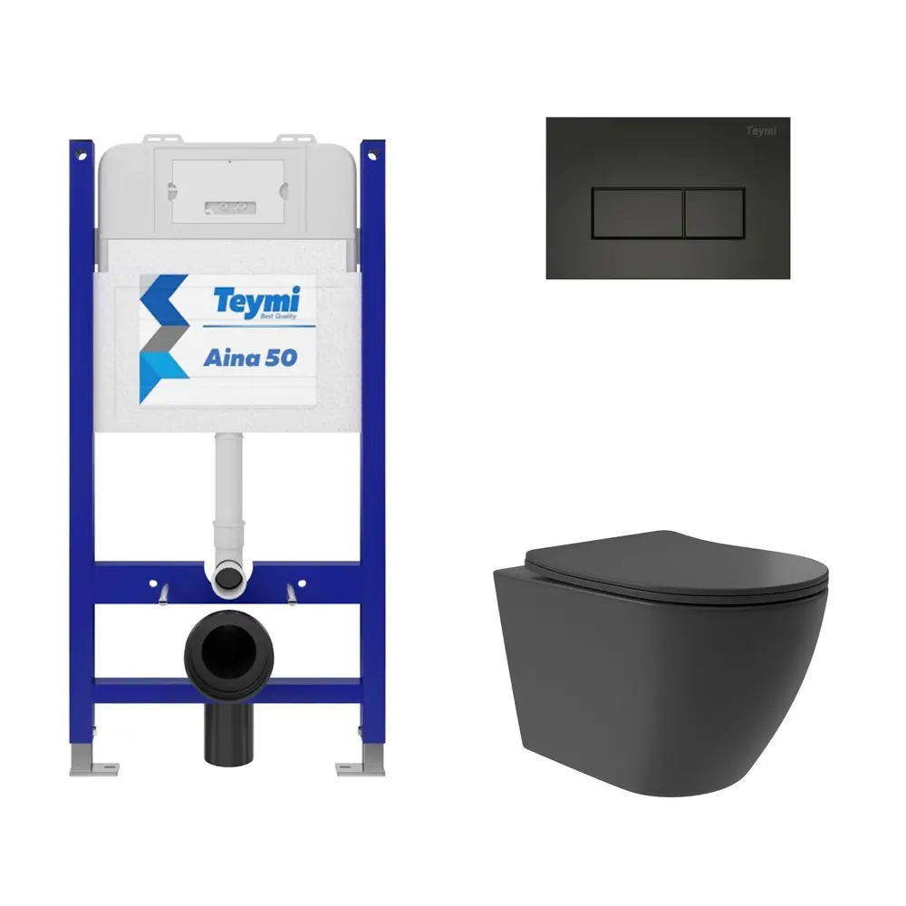Фото 4 Инсталляция Teymi Aina 50 T70033 с клавишей Helmi черный матовый T70203BM и унитаз подвесной ADT Long 52x36.5 Vortex черный матовый овал Фото 4 Инсталляция Teymi Aina 50 T70033 с клавишей Helmi черный матовый T70203BM и унитаз подвесной ADT Long 52x36.5 Vortex черный матовый овал