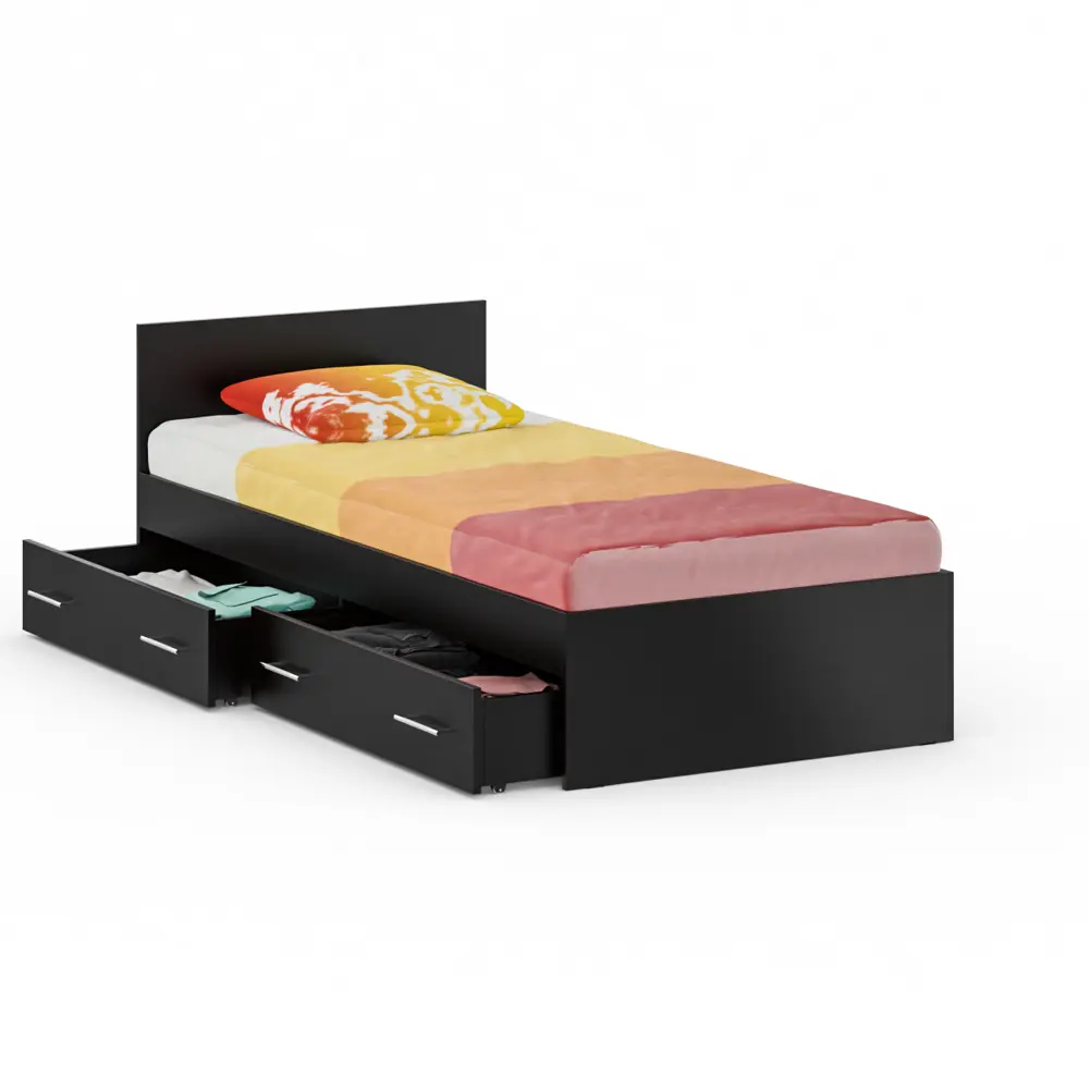 Фото 2 Кровать с ящиками Свк Стандарт 200x90 см цвет черный Фото 2 Кровать с ящиками Свк Стандарт 200x90 см цвет черный