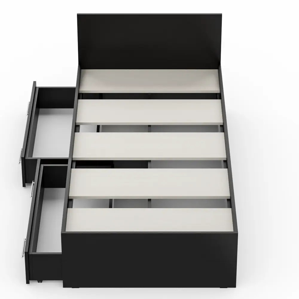 Фото 5 Кровать с ящиками Свк Стандарт 200x90 см цвет черный Фото 5 Кровать с ящиками Свк Стандарт 200x90 см цвет черный