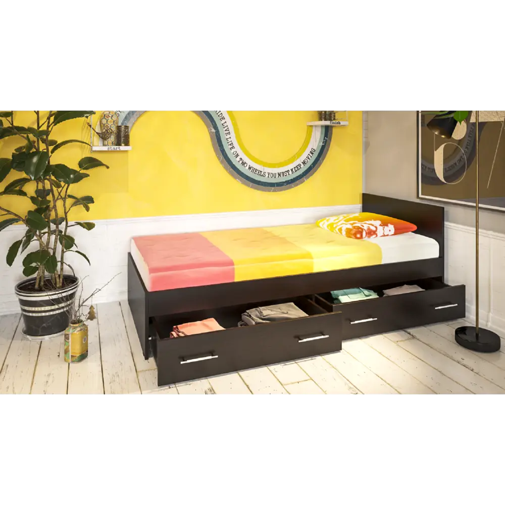 Фото 8 Кровать с ящиками Свк Стандарт 200x90 см цвет черный Фото 8 Кровать с ящиками Свк Стандарт 200x90 см цвет черный