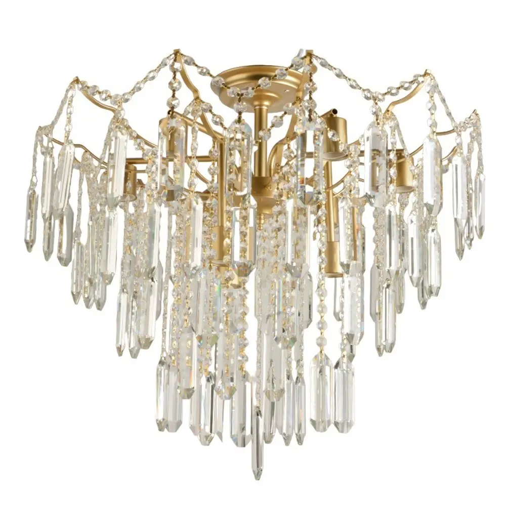 Фото Люстра потолочная Экономсвет Classic 15551/9cpgd+cl 9 ламп 20 м² цвет золото