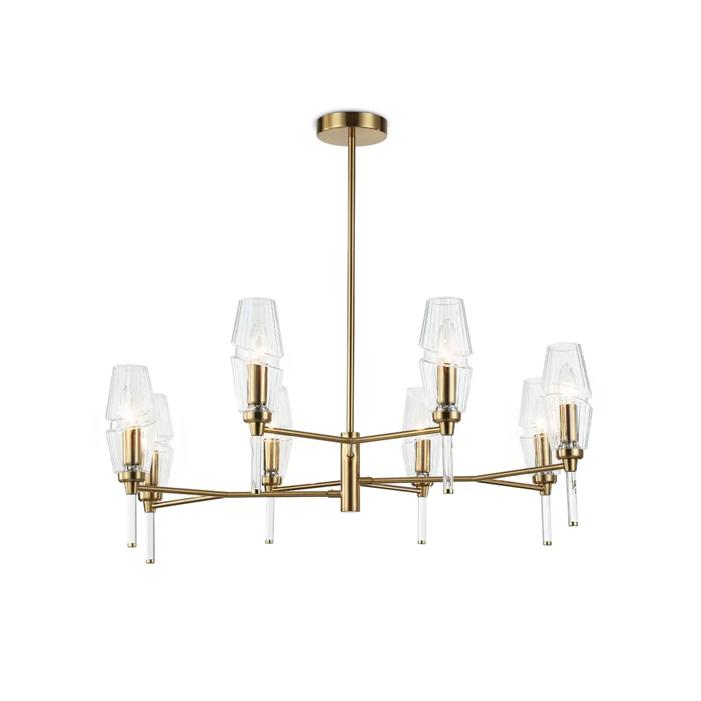 Фото Люстра на штанге Ambrella light High light Lh55202* 8 ламп 35 м² цвет прозрачный/латунь Фото Люстра на штанге Ambrella light High light Lh55202* 8 ламп 35 м² цвет прозрачный/латунь