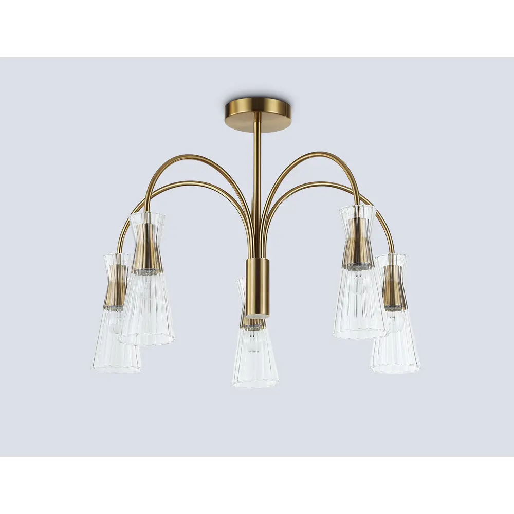 Фото 3 Люстра на штанге Ambrella light High light Lh55701* 5 ламп 23 м² цвет прозрачный/латунь Фото 3 Люстра на штанге Ambrella light High light Lh55701* 5 ламп 23 м² цвет прозрачный/латунь