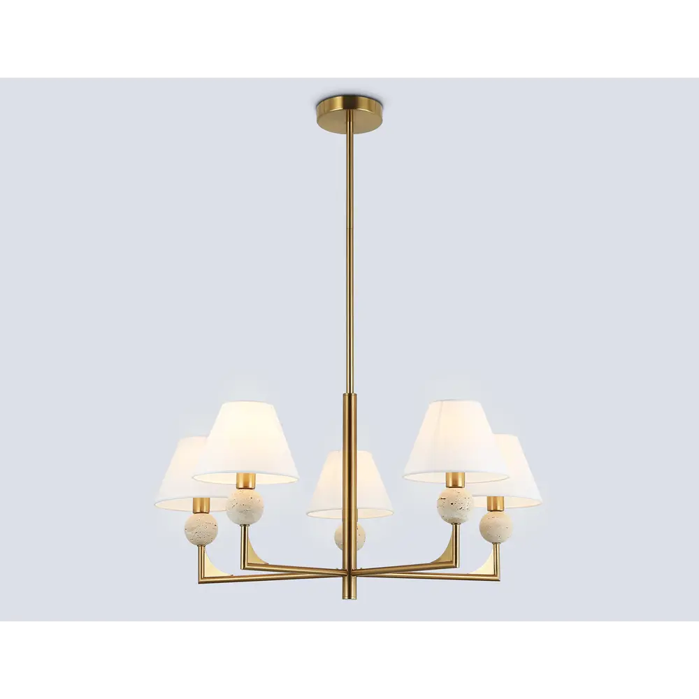 Фото 2 Люстра на штанге Ambrella light High light Lh75159* 5 ламп 23 м² цвет белый/латунь Фото 2 Люстра на штанге Ambrella light High light Lh75159* 5 ламп 23 м² цвет белый/латунь